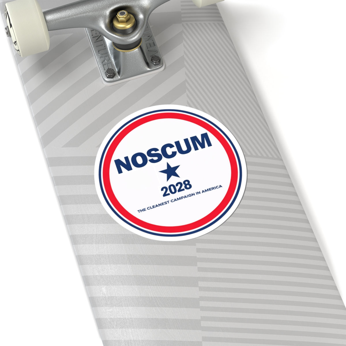 NOSCUM 2028 Round Political Sticker — 'The Cleanest Campaign in America' Kiss-Cut